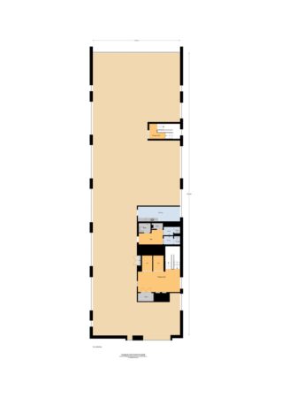Plattegrond van een bedrijfsruimte aan de Waalhaven O.Z. met kantoorruimtes, pantry, toiletten en traphuizen.